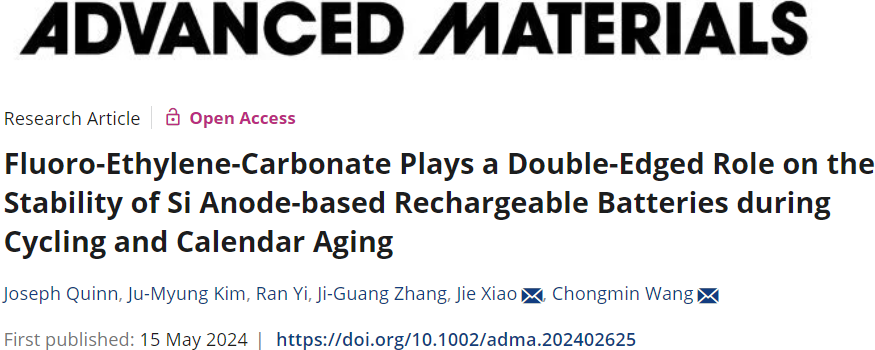 武大校友聯手PNNL首席科學家，重磅AM：FEC添加劑在硅基鋰電中的利與弊！
