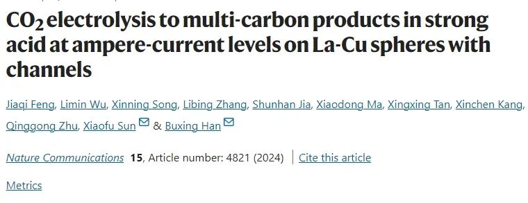 化學所Nature子刊: 構建多孔通道，提高大電流下酸性CO2RR活性