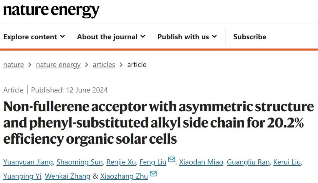 中科院化學所朱曉張/劉峰，最新Nature Energy！