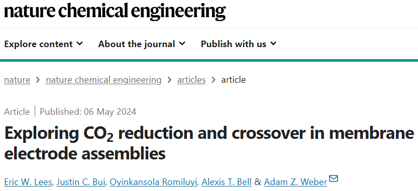 CO2還原，最新Nature Chemical Engineering！