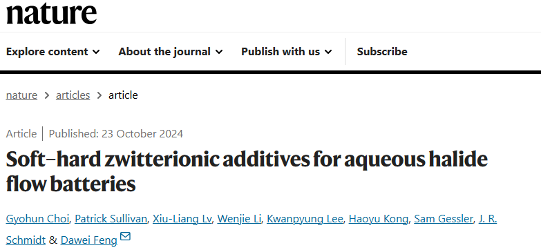 北京工業(yè)大學(xué)校友一作！液流電池，登頂Nature！